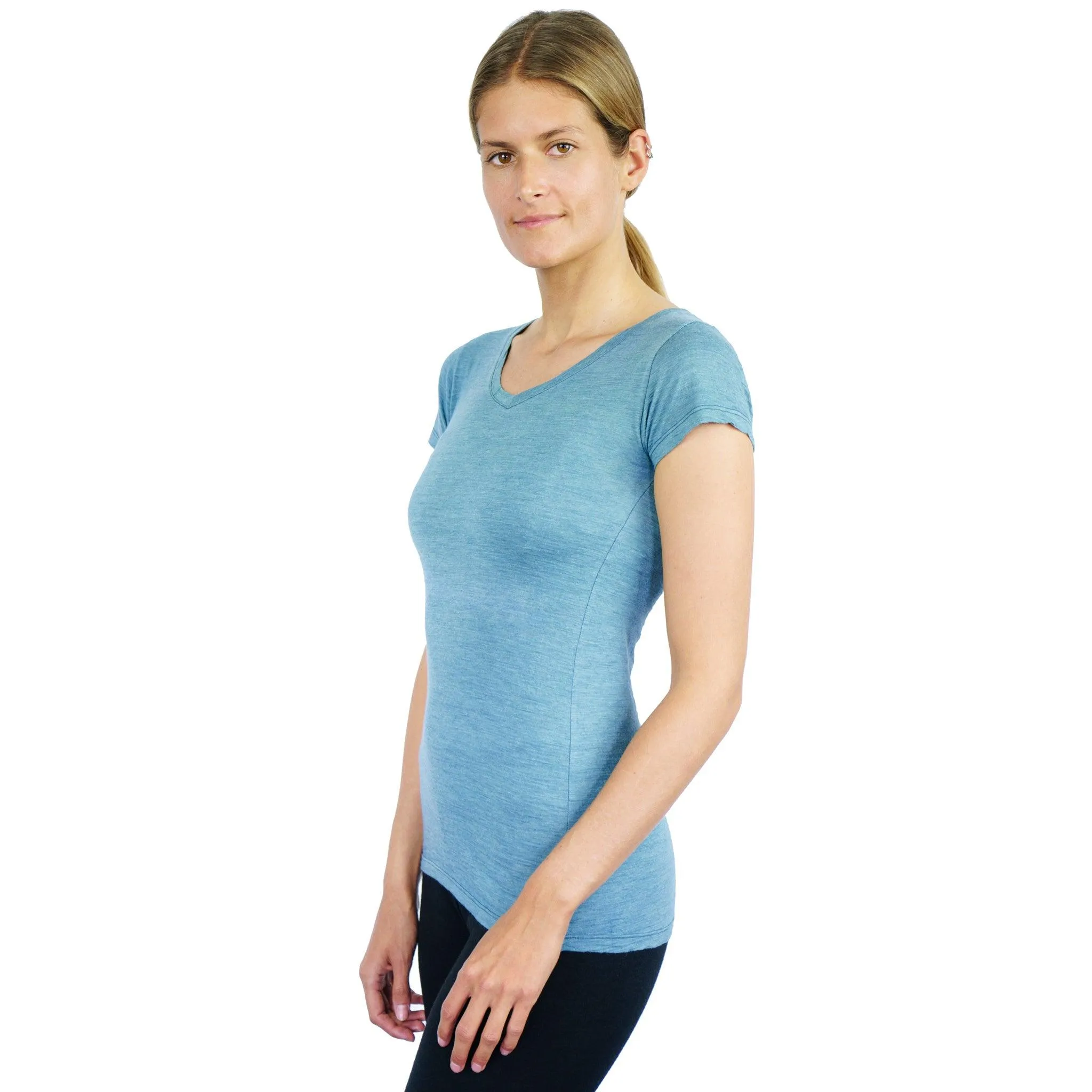 5 Pack - Women's Alpaca Wool V-Neck T-Shirts: 160 Ultralight