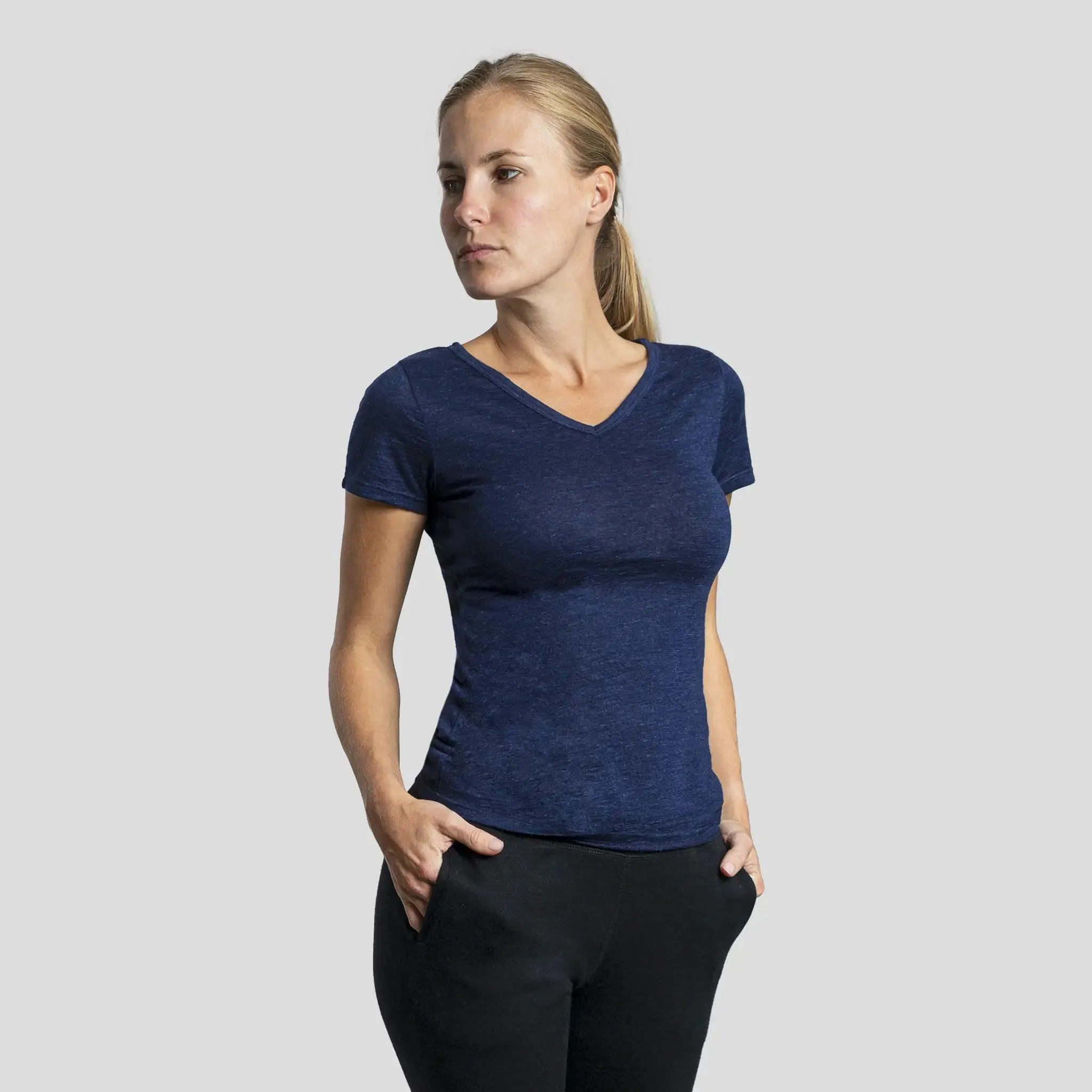 5 Pack - Women's Alpaca Wool V-Neck T-Shirts: 160 Ultralight