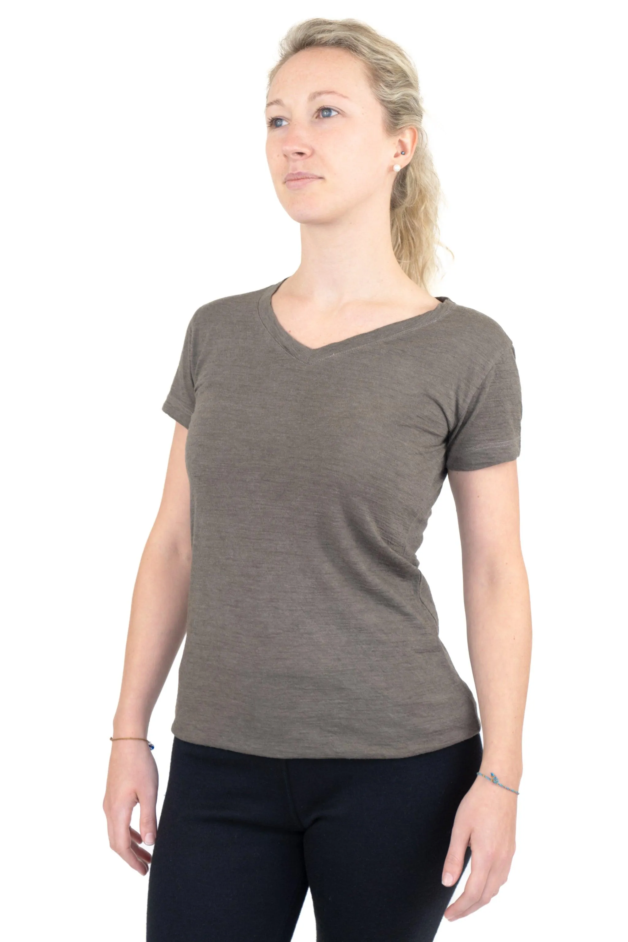 5 Pack - Women's Alpaca Wool V-Neck T-Shirts: 160 Ultralight