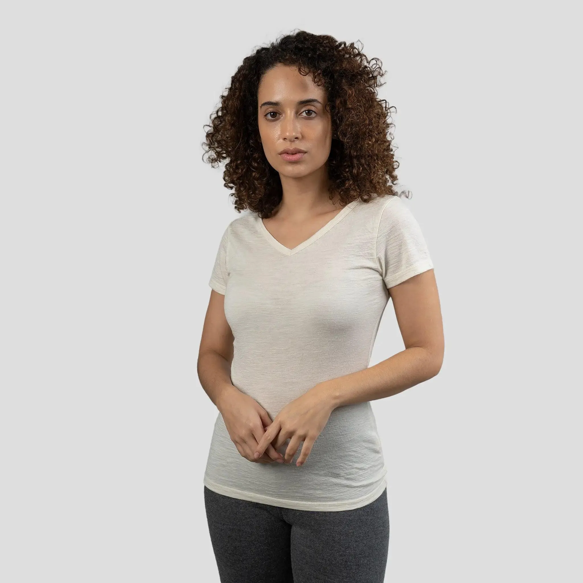 5 Pack - Women's Alpaca Wool V-Neck T-Shirts: 160 Ultralight