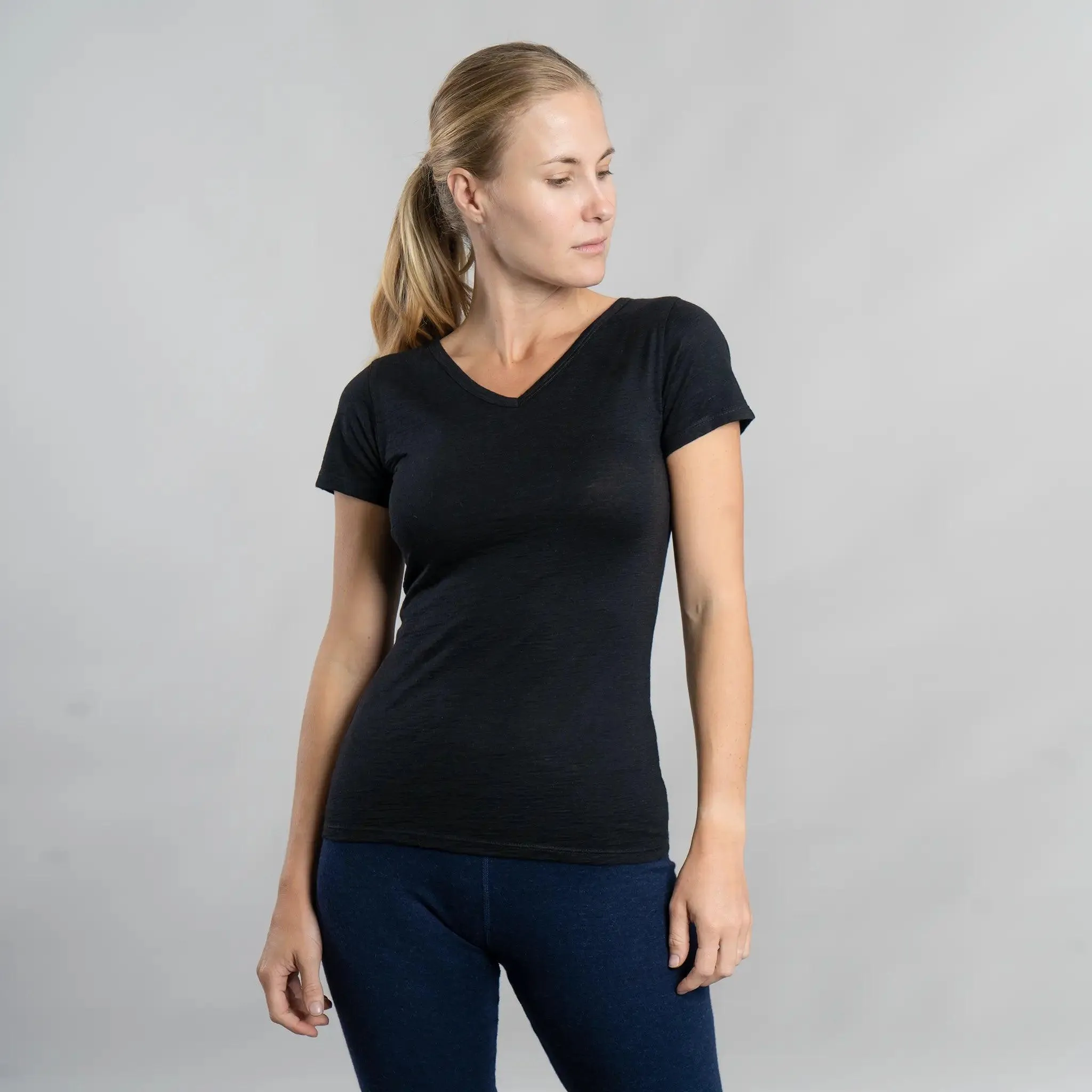 5 Pack - Women's Alpaca Wool V-Neck T-Shirts: 160 Ultralight