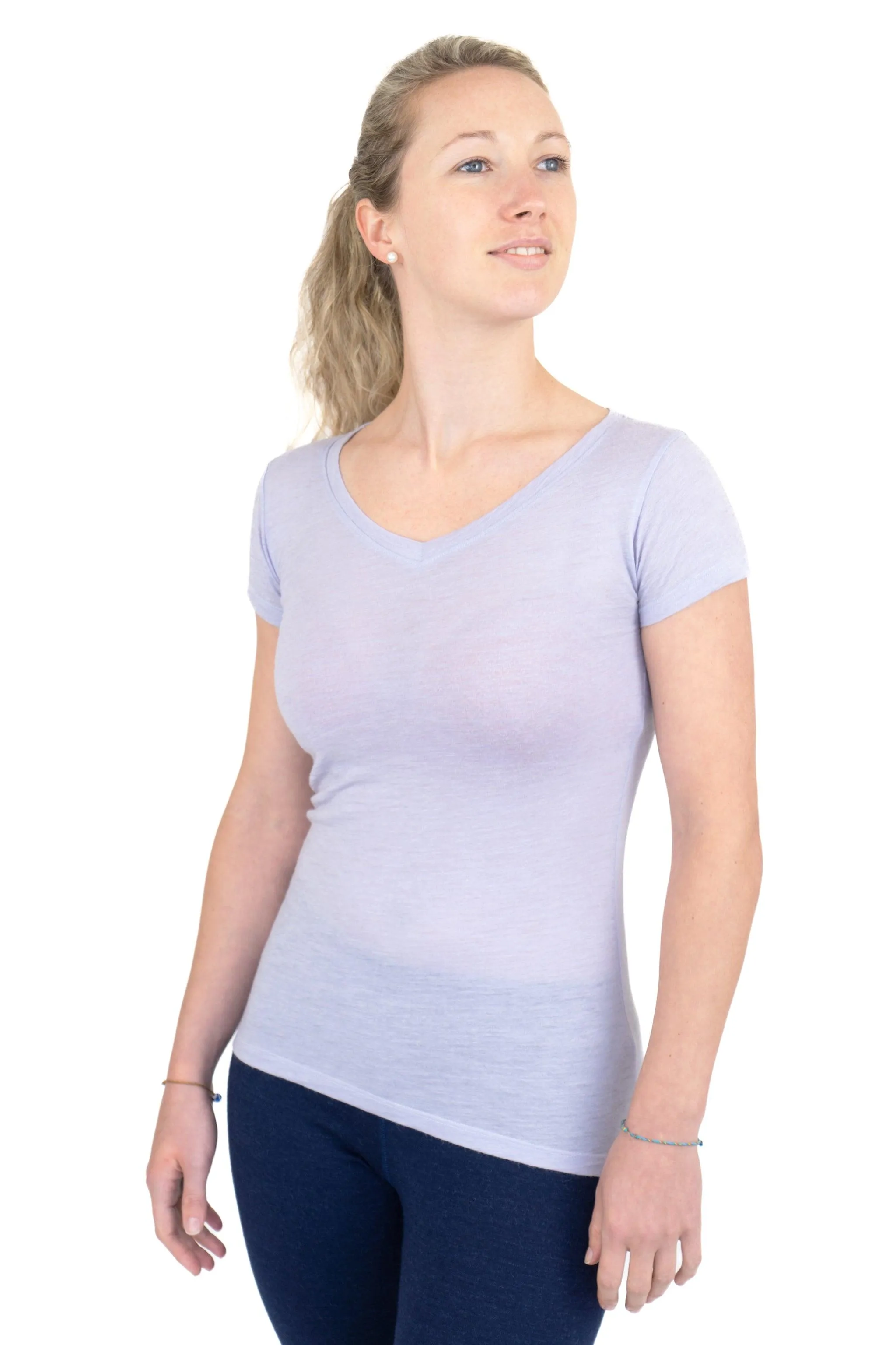 5 Pack - Women's Alpaca Wool V-Neck T-Shirts: 160 Ultralight