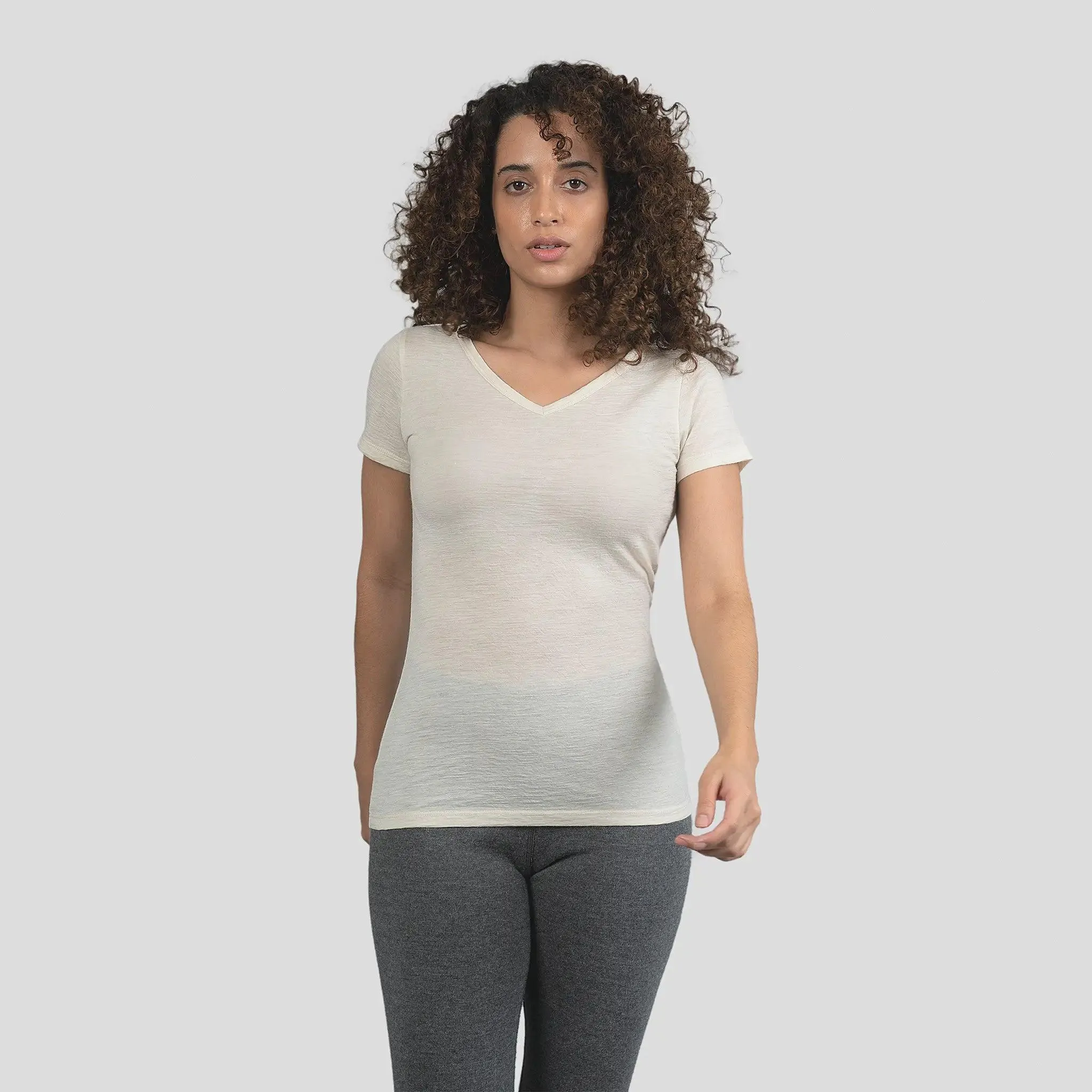 5 Pack - Women's Alpaca Wool V-Neck T-Shirts: 160 Ultralight