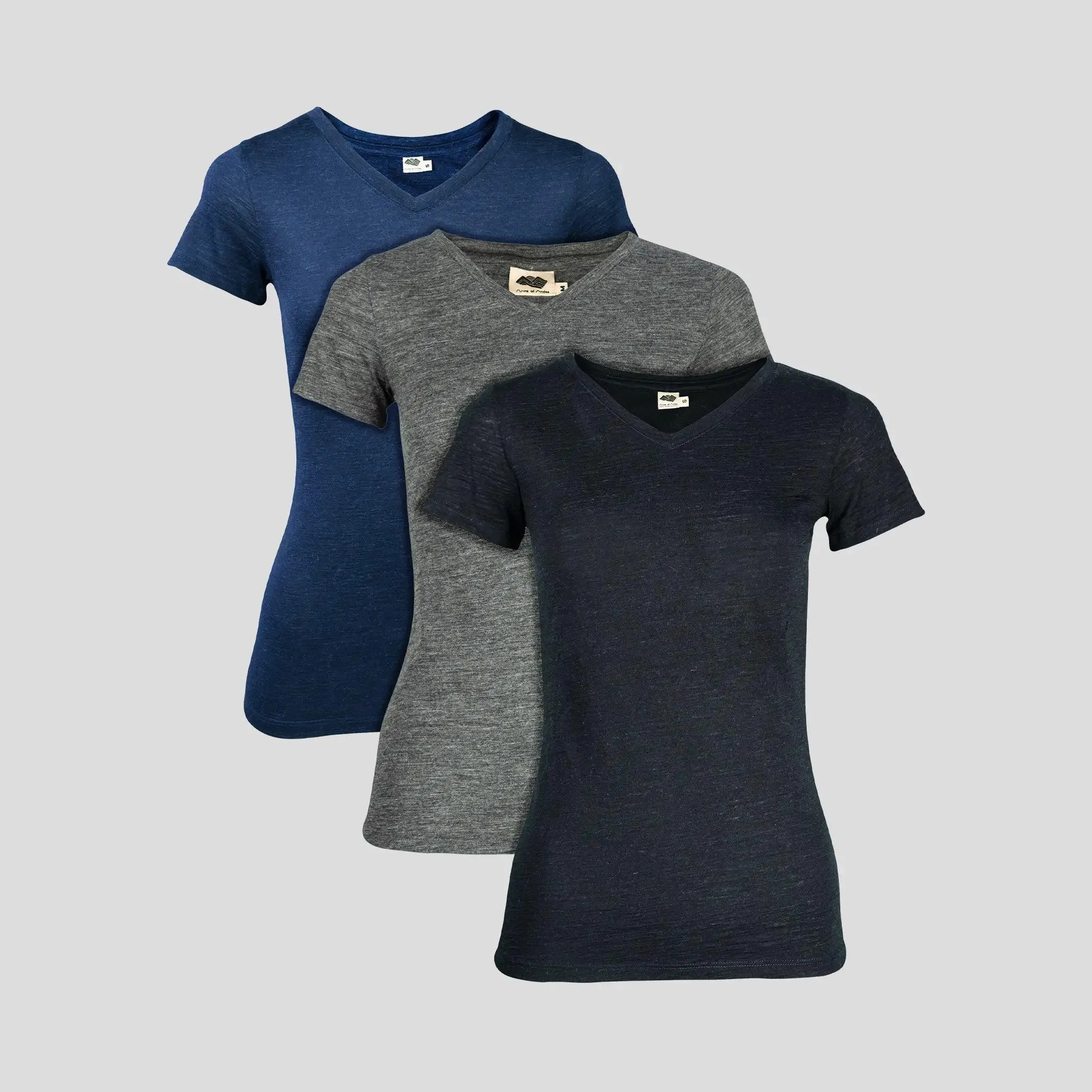 5 Pack - Women's Alpaca Wool V-Neck T-Shirts: 160 Ultralight