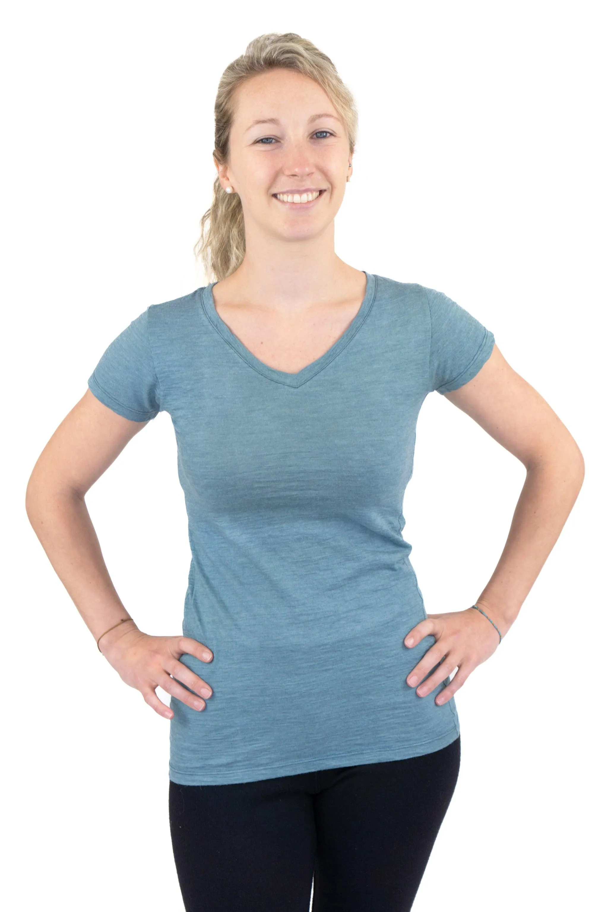 5 Pack - Women's Alpaca Wool V-Neck T-Shirts: 160 Ultralight