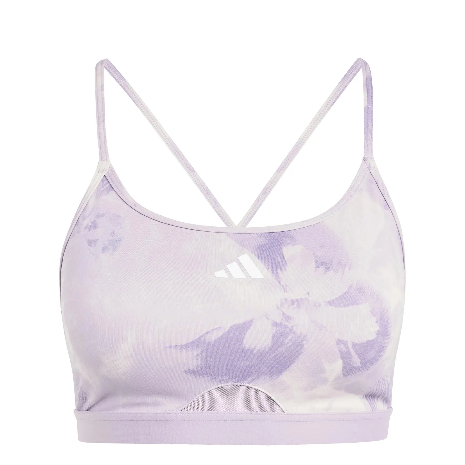 adidas Aeroreact Training Essentials Light Support Tie-Dye Flower-Print Womens Bra