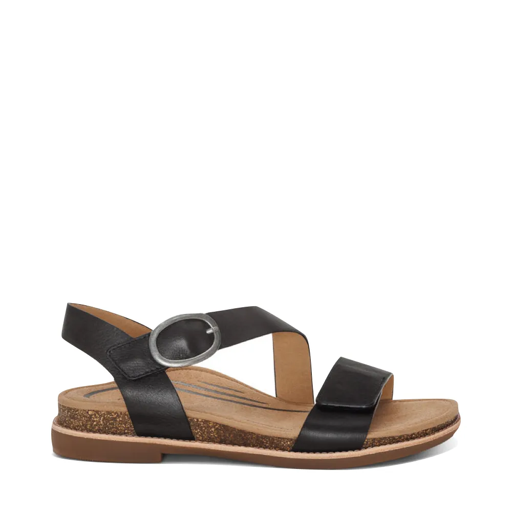 Aetrex Women's Tamara Asymmetrical Quarter Strap Sandal (Black)