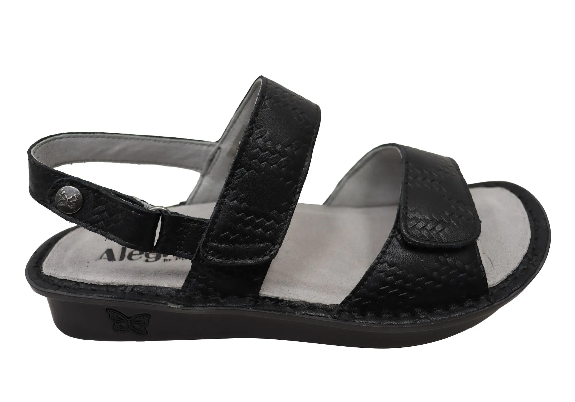 Alegria Verona Basketry Black Womens Comfortable Leather Sandals