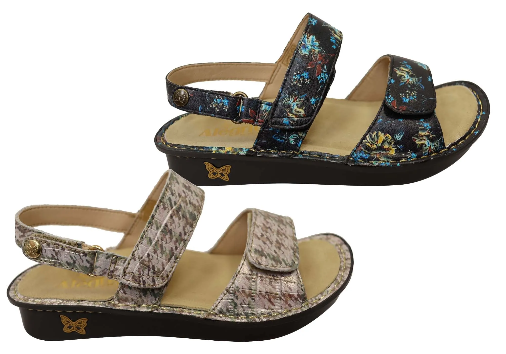 Alegria Verona Womens Leather Sandals With Adjustable Straps