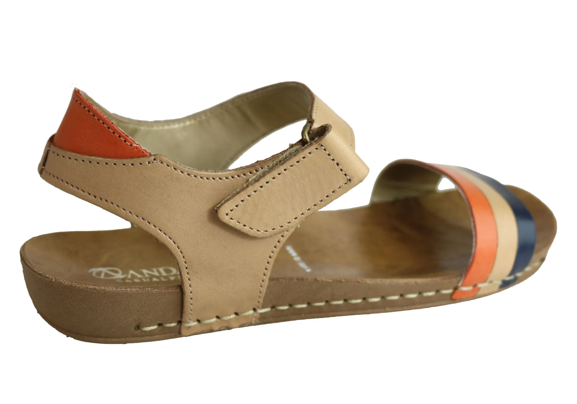 Andacco Canni Womens Comfortable Flat Leather Sandals Made In Brazil