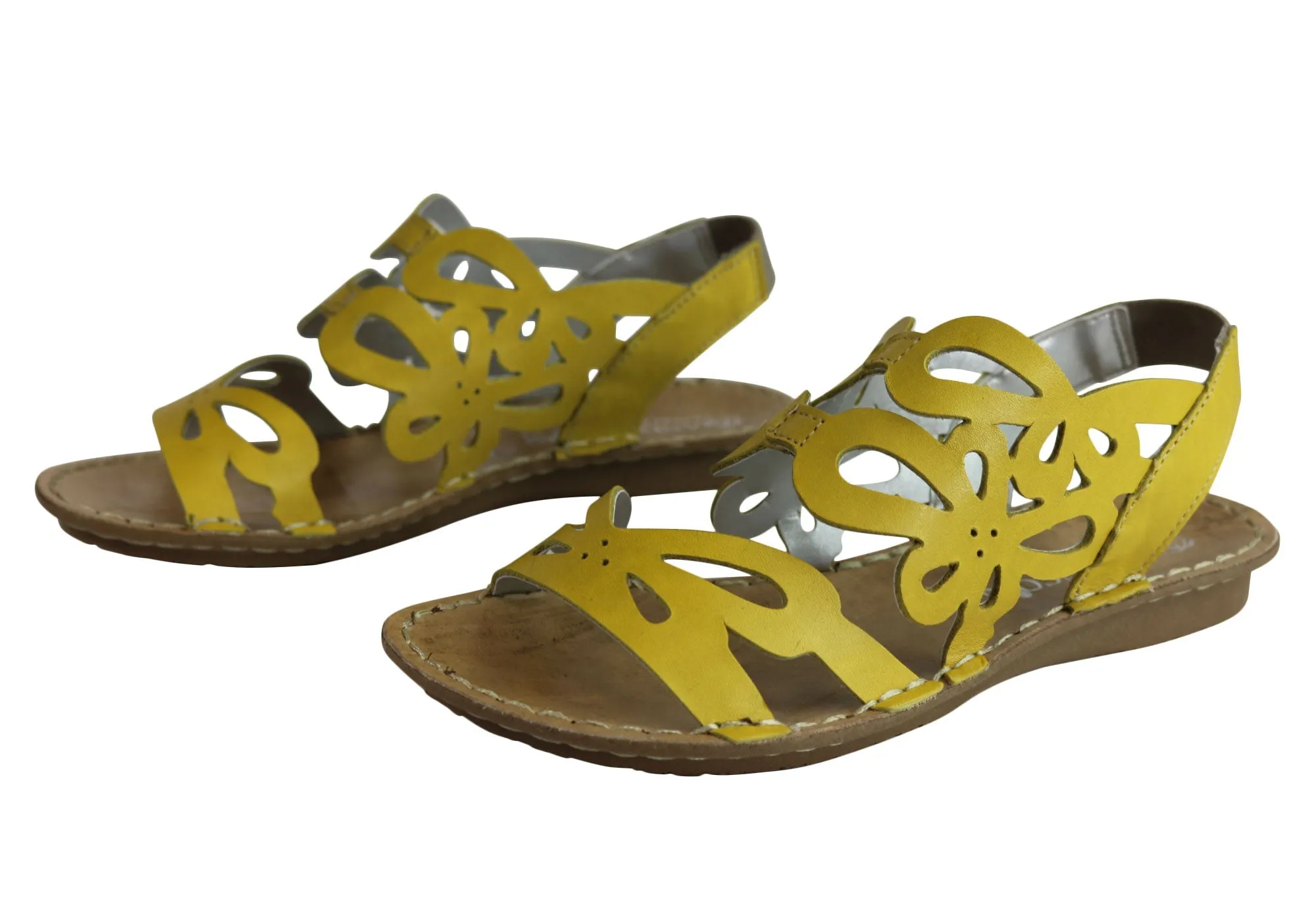 Andacco Desiree Womens Comfortable Flat Leather Sandals Made In Brazil