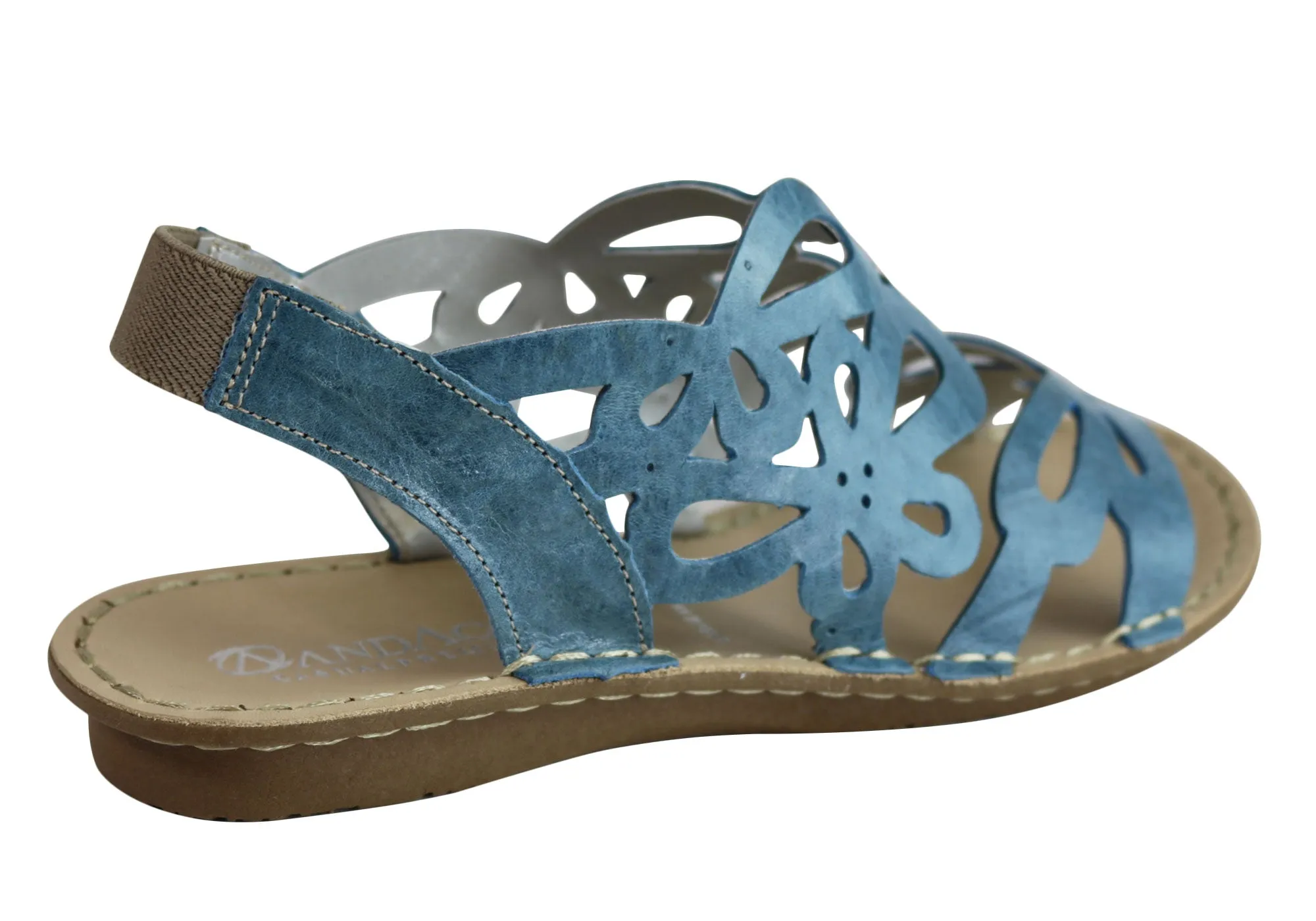 Andacco Desiree Womens Comfortable Flat Leather Sandals Made In Brazil