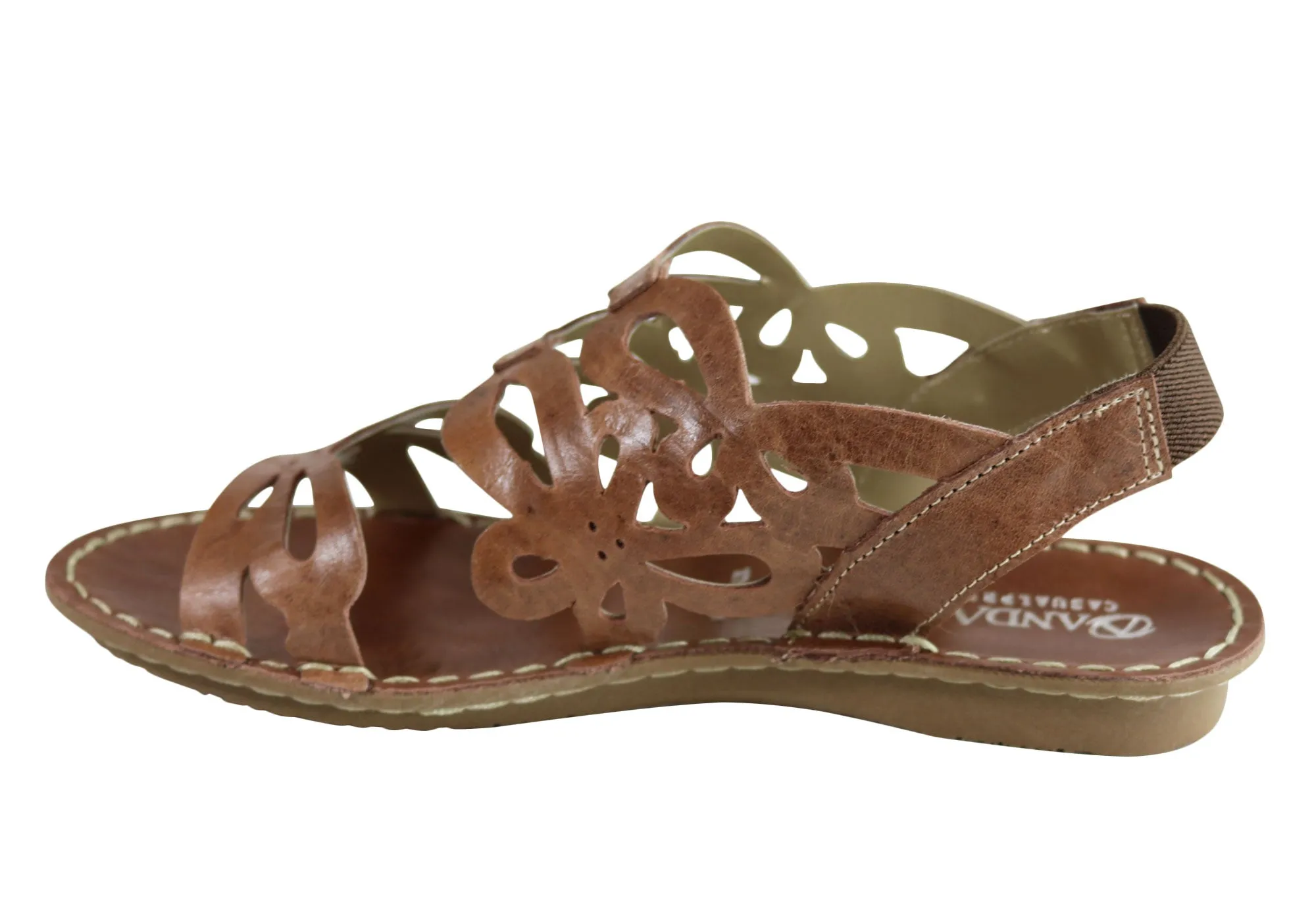 Andacco Desiree Womens Comfortable Flat Leather Sandals Made In Brazil