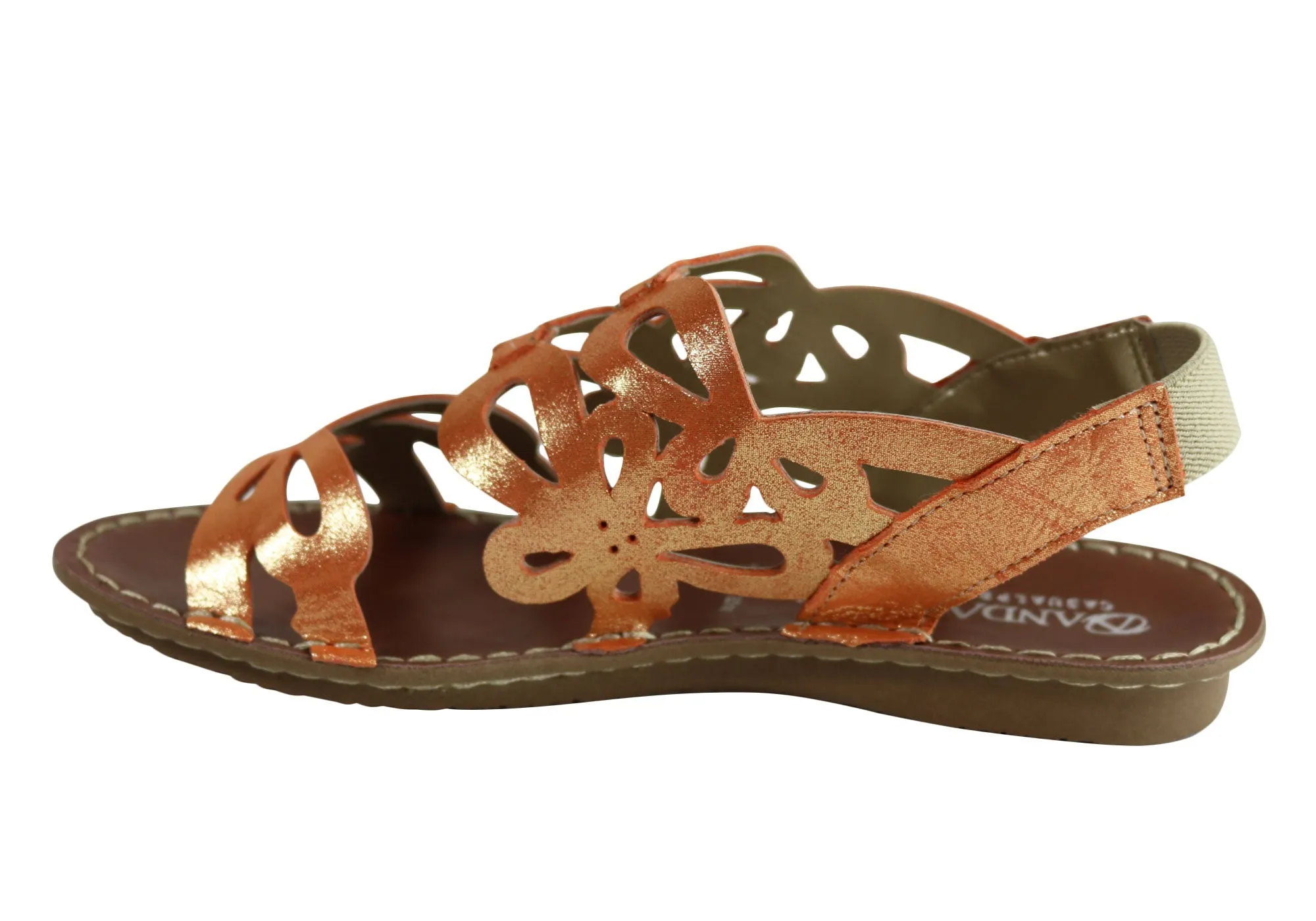 Andacco Desiree Womens Comfortable Flat Leather Sandals Made In Brazil