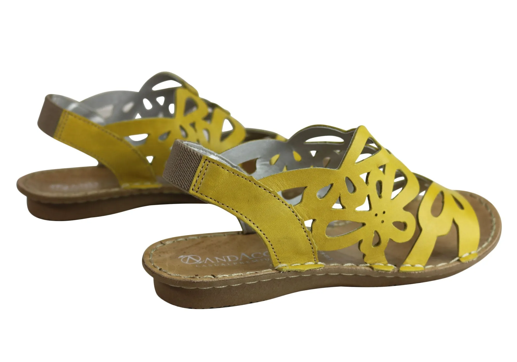 Andacco Desiree Womens Comfortable Flat Leather Sandals Made In Brazil