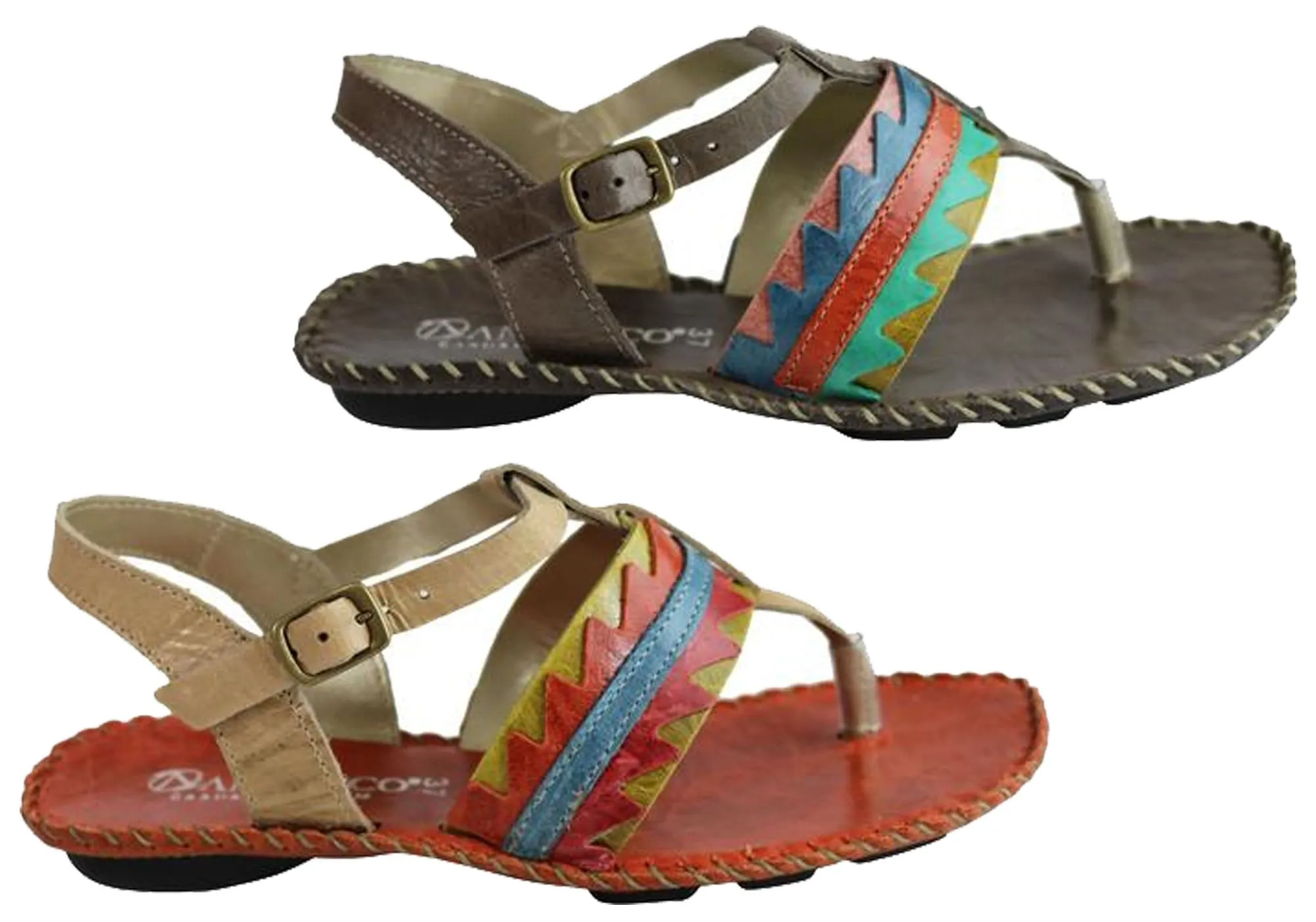 Andacco Kamby Womens Comfortable Leather Flat Sandals Made In Brazil