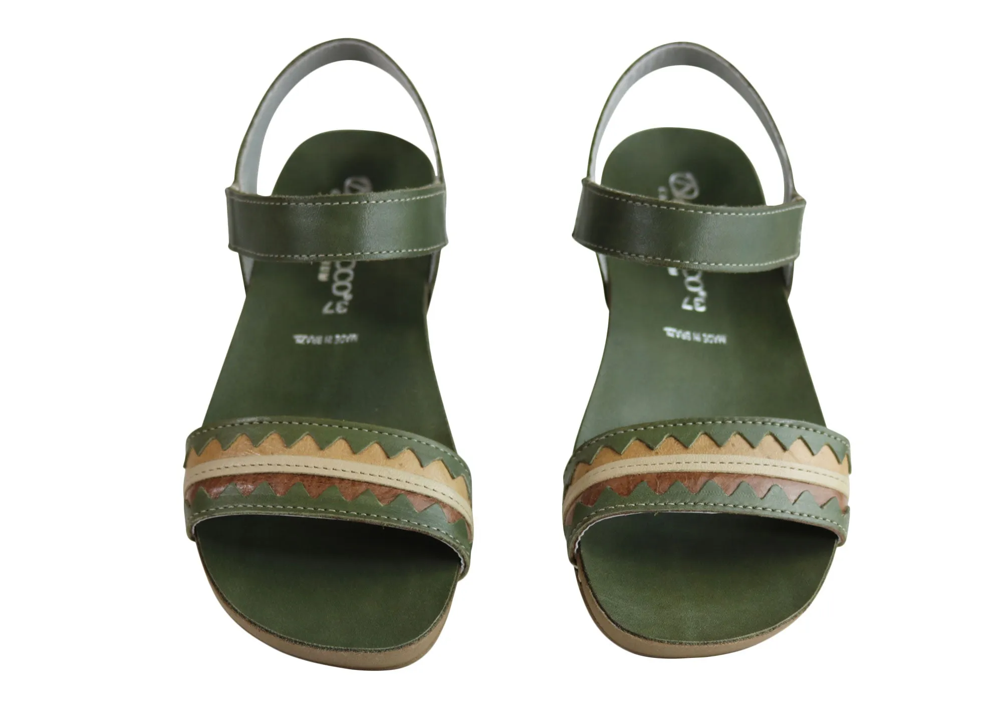 Andacco Teto Womens Comfortable Leather Flat Sandals Made In Brazil