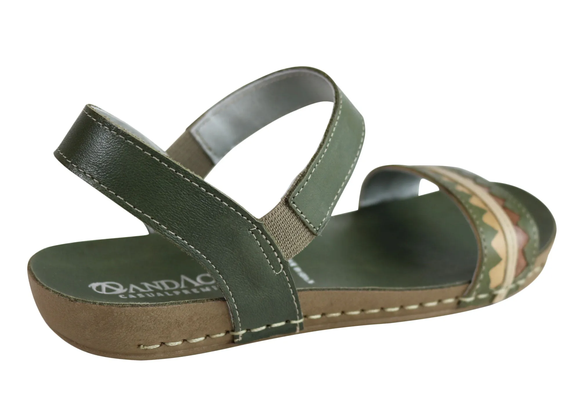 Andacco Teto Womens Comfortable Leather Flat Sandals Made In Brazil