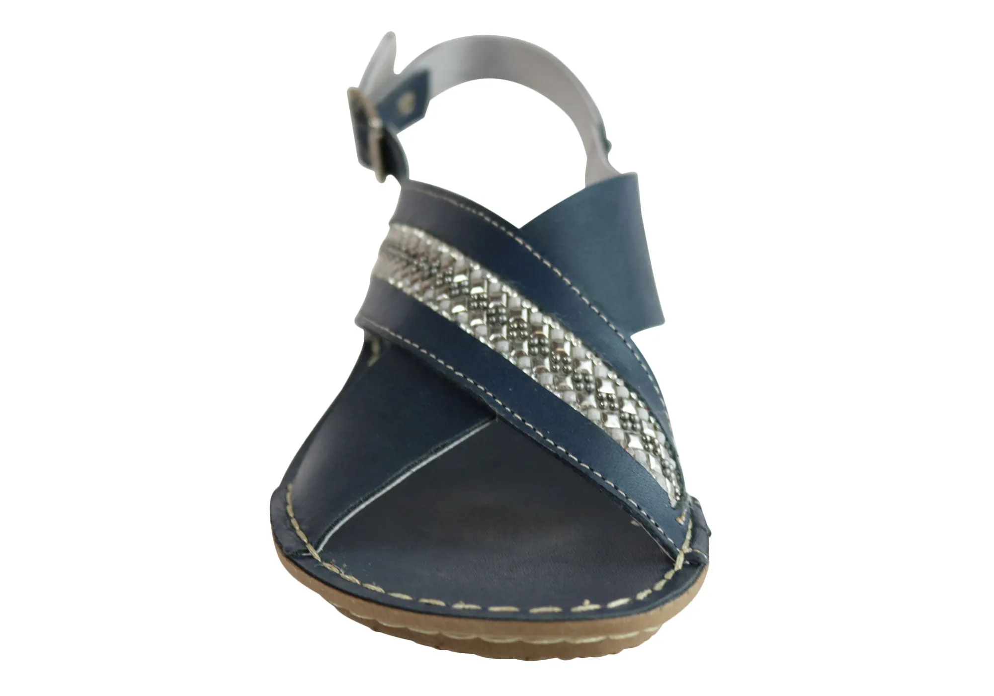 Andacco Veronique Womens Comfort Flat Leather Sandals Made In Brazil