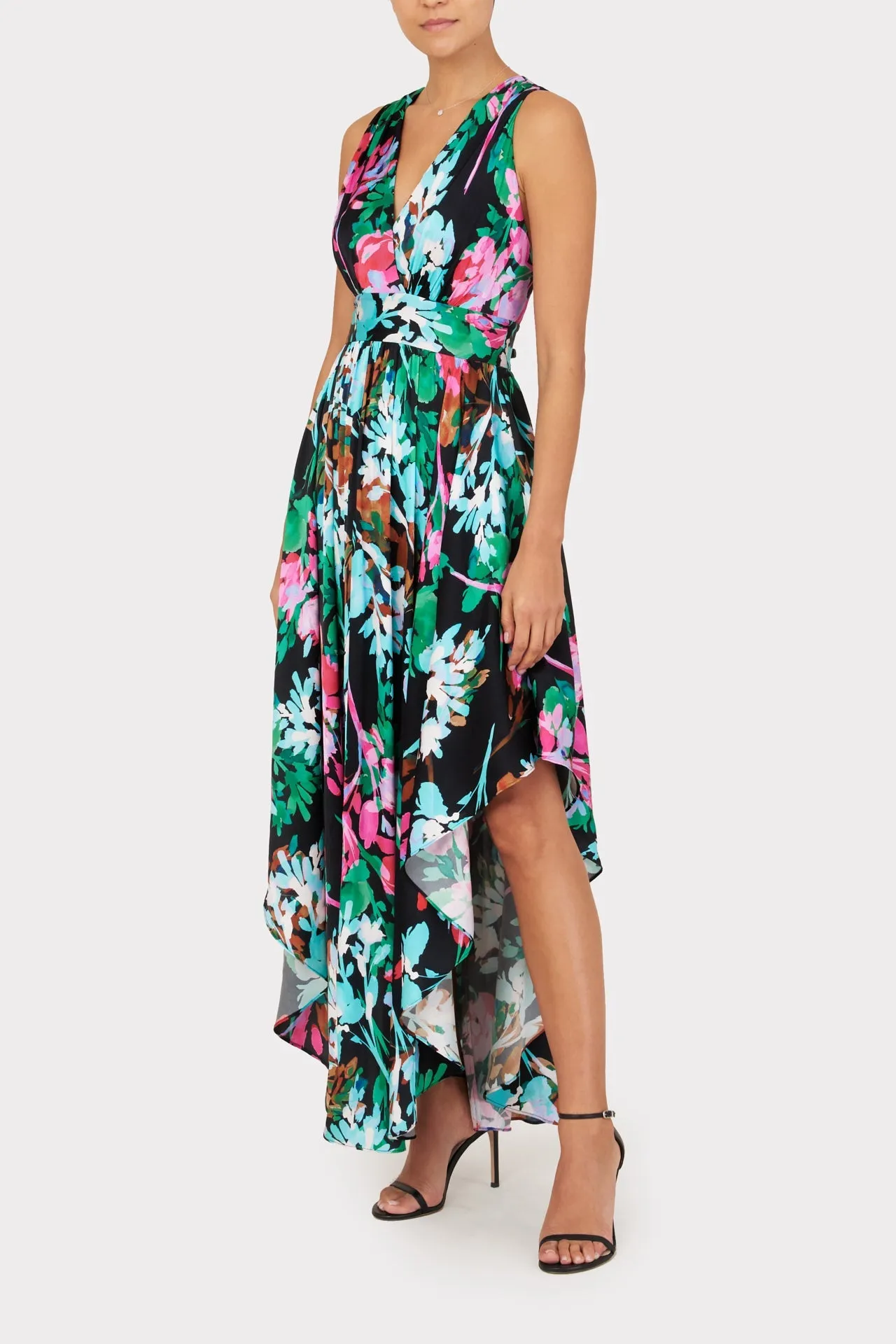 Angie Neon Floral Silk Dress