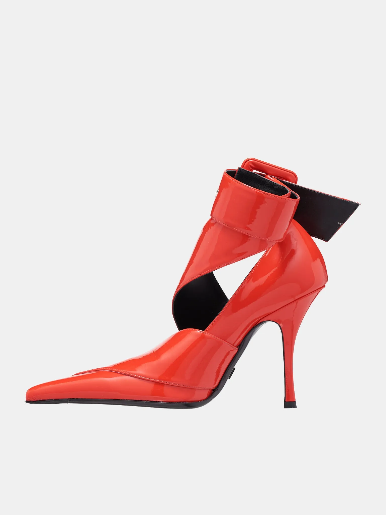 Belted Ankle Pumps (SH11-RED-FAKE-PATENT)