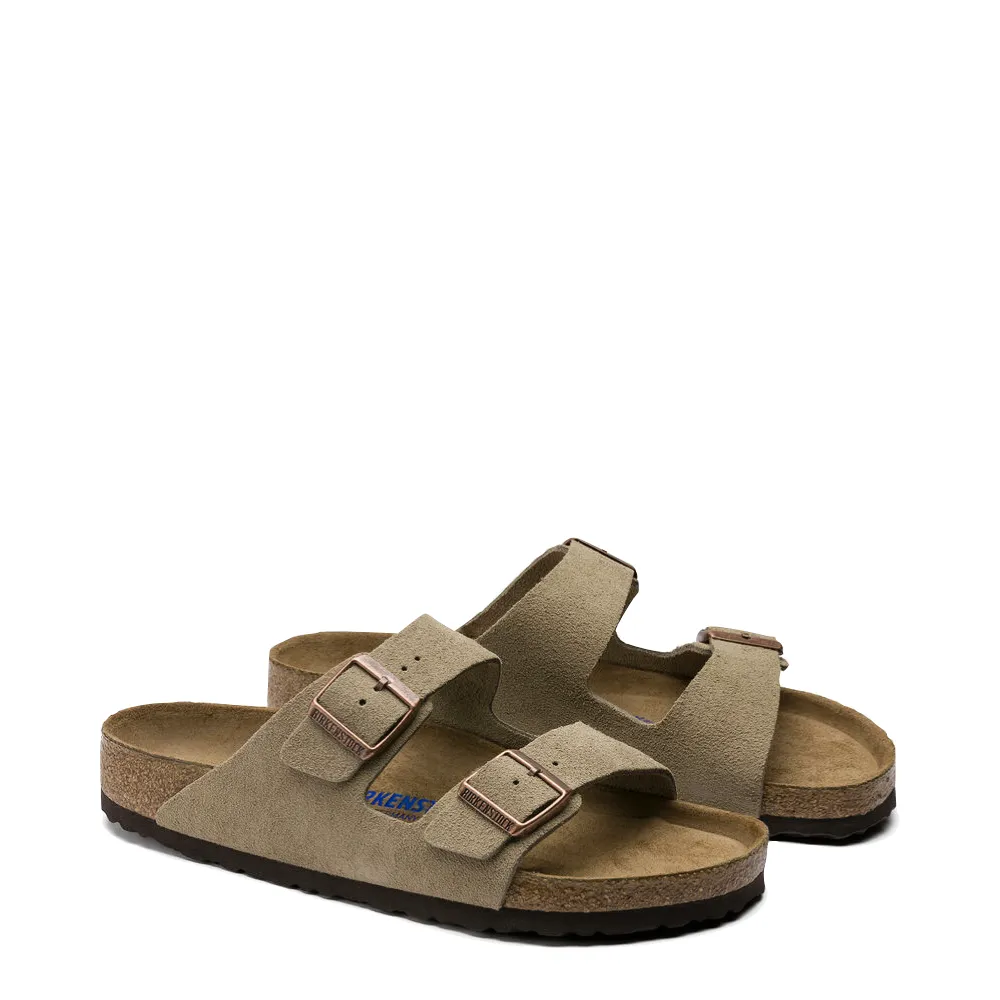 Birkenstock Arizona Suede Soft Footbed Sandal in Taupe