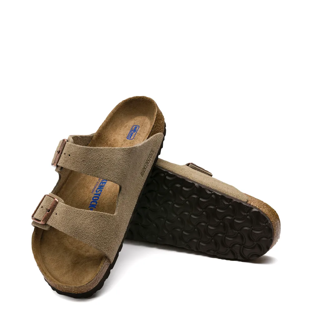 Birkenstock Arizona Suede Soft Footbed Sandal in Taupe