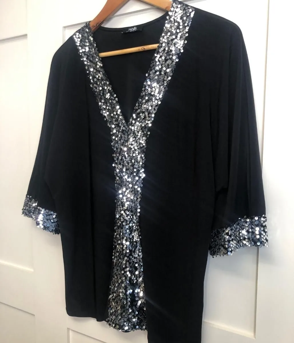 Black and Silver Sequin Tunic Top