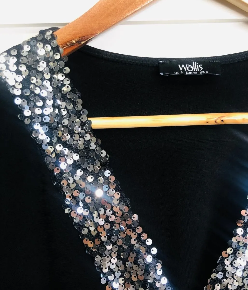 Black and Silver Sequin Tunic Top