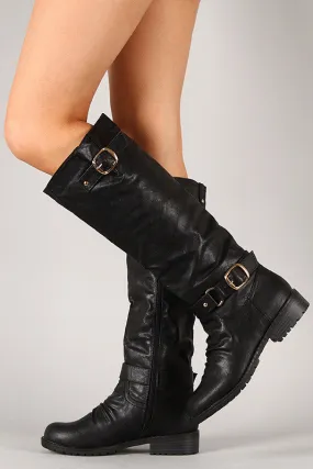 Buckle Riding Knee High Boot