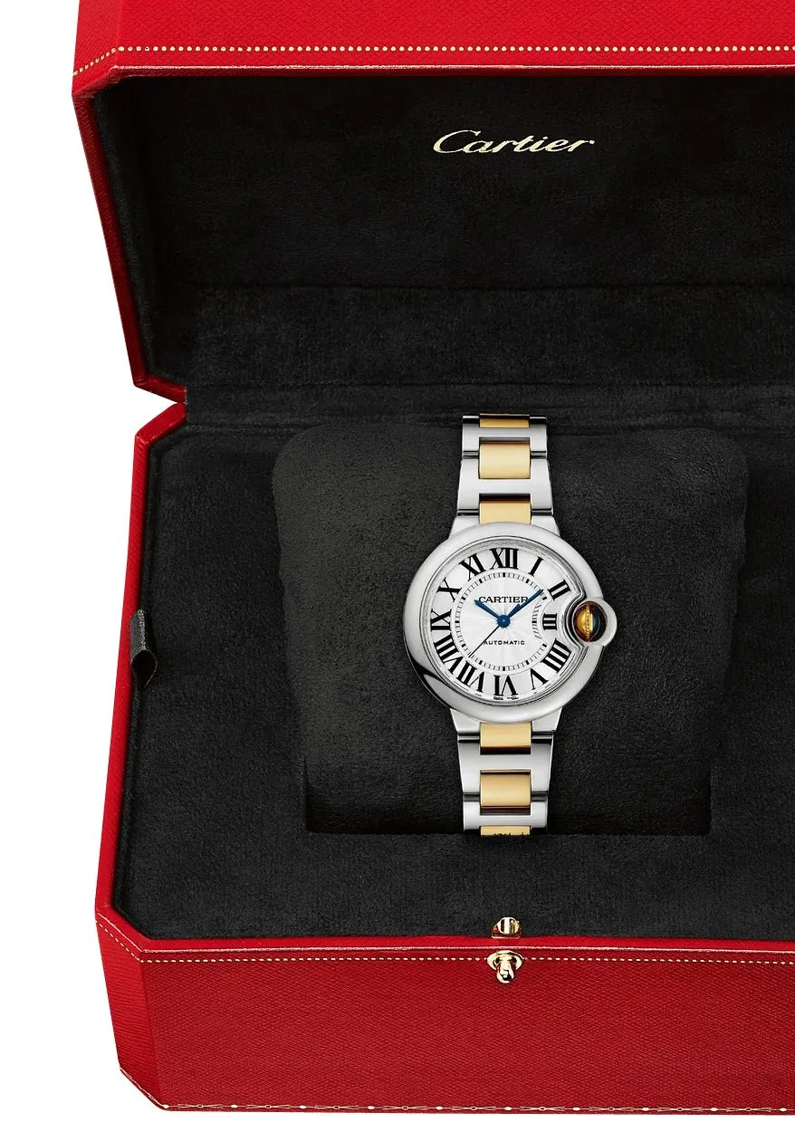 Cartier Ballon Bleu Automatic Stainless Steel & Yellow Gold Silver-Tone Dial Womens Watch W2BB0002