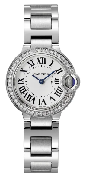 Cartier Ballon Bleu Stainless Steel Opaline Dial Diamonds Quartz Womens Watch W4BB0015