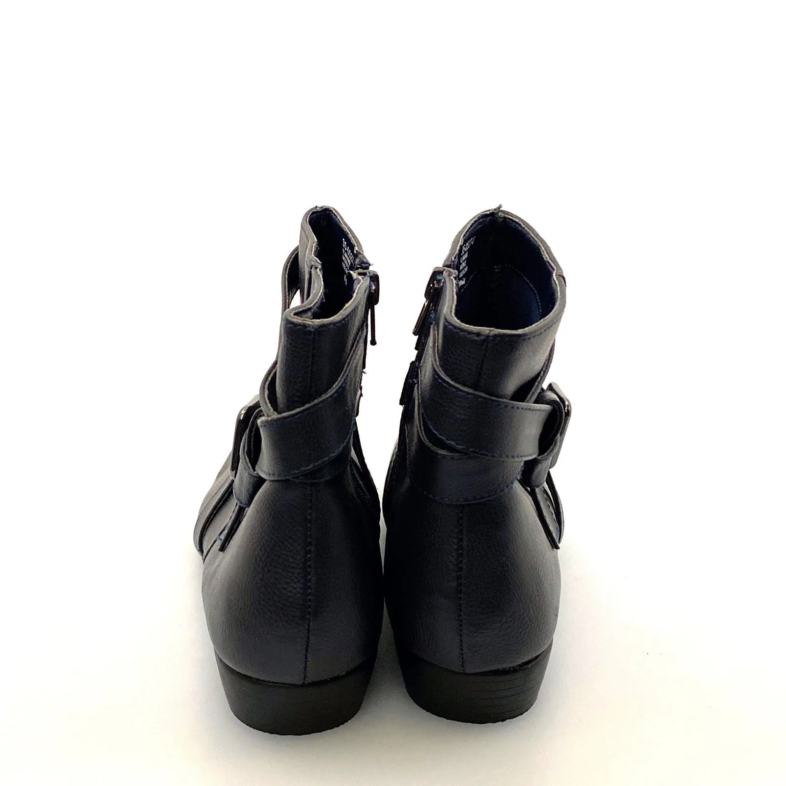 Comfortview Womens Size 8.5M Black Faux Leather Ankle Boots Side Zipper