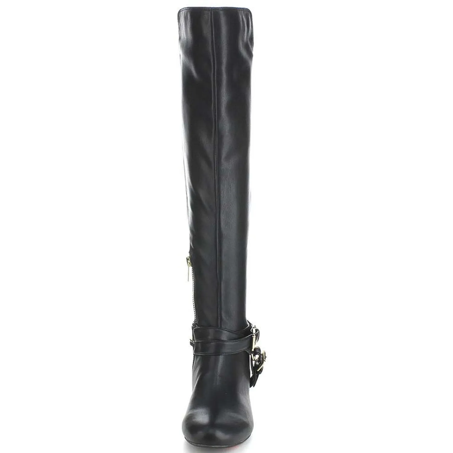 Criss Cross Two-tone Ankle Strap Side Zip Knee High Vegan Equestrian Pirate Boots