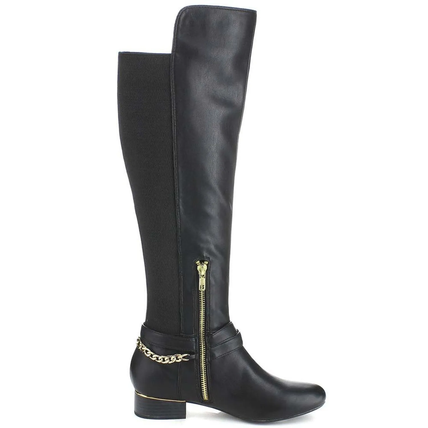 Criss Cross Two-tone Ankle Strap Side Zip Knee High Vegan Equestrian Pirate Boots