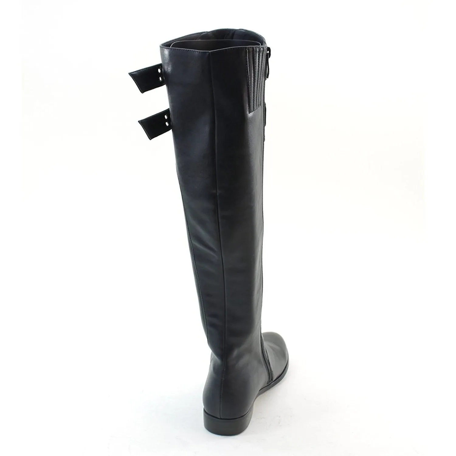 Double Buckles Knee High Low Heel Riding Women's Vegan Boots