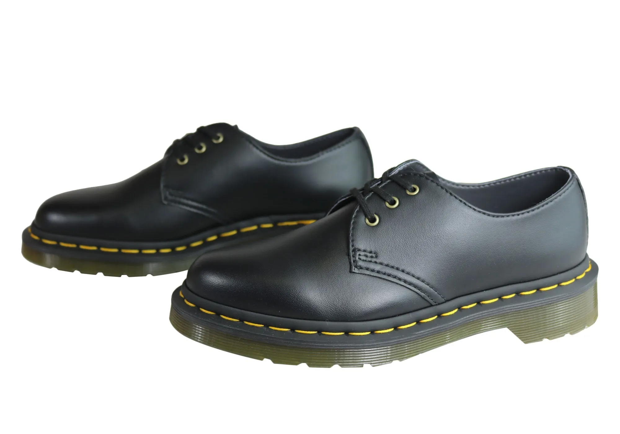 Dr Martens Vegan 1461 3 Eye Black Lace Up Comfortable Unisex Shoes