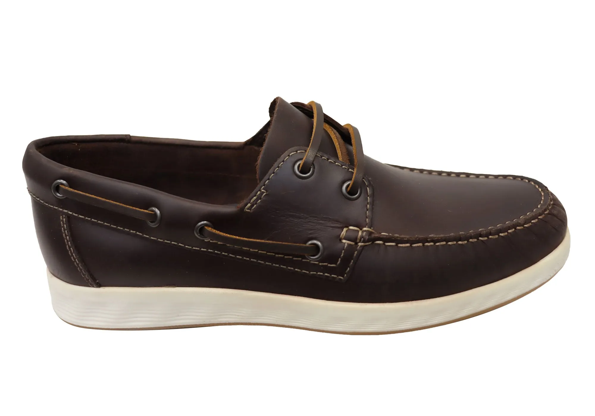 ECCO Mens Comfortable Leather S Lite Moc Boat Shoes