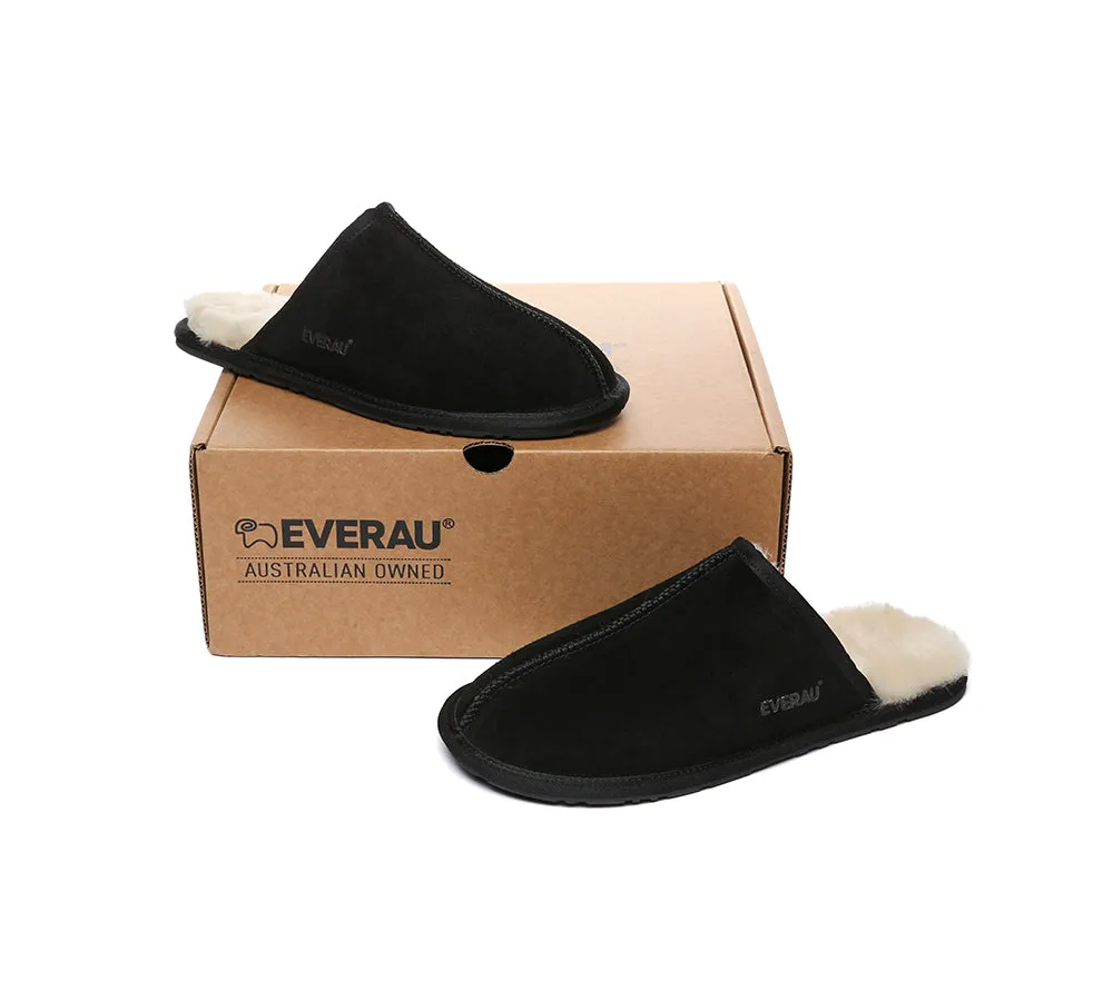 EVERAU® UGG Slippers Men Sheepskin Wool Scuff Bennett