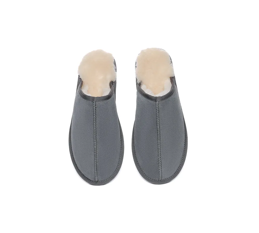 EVERAU® UGG Slippers Men Sheepskin Wool Scuff Bennett