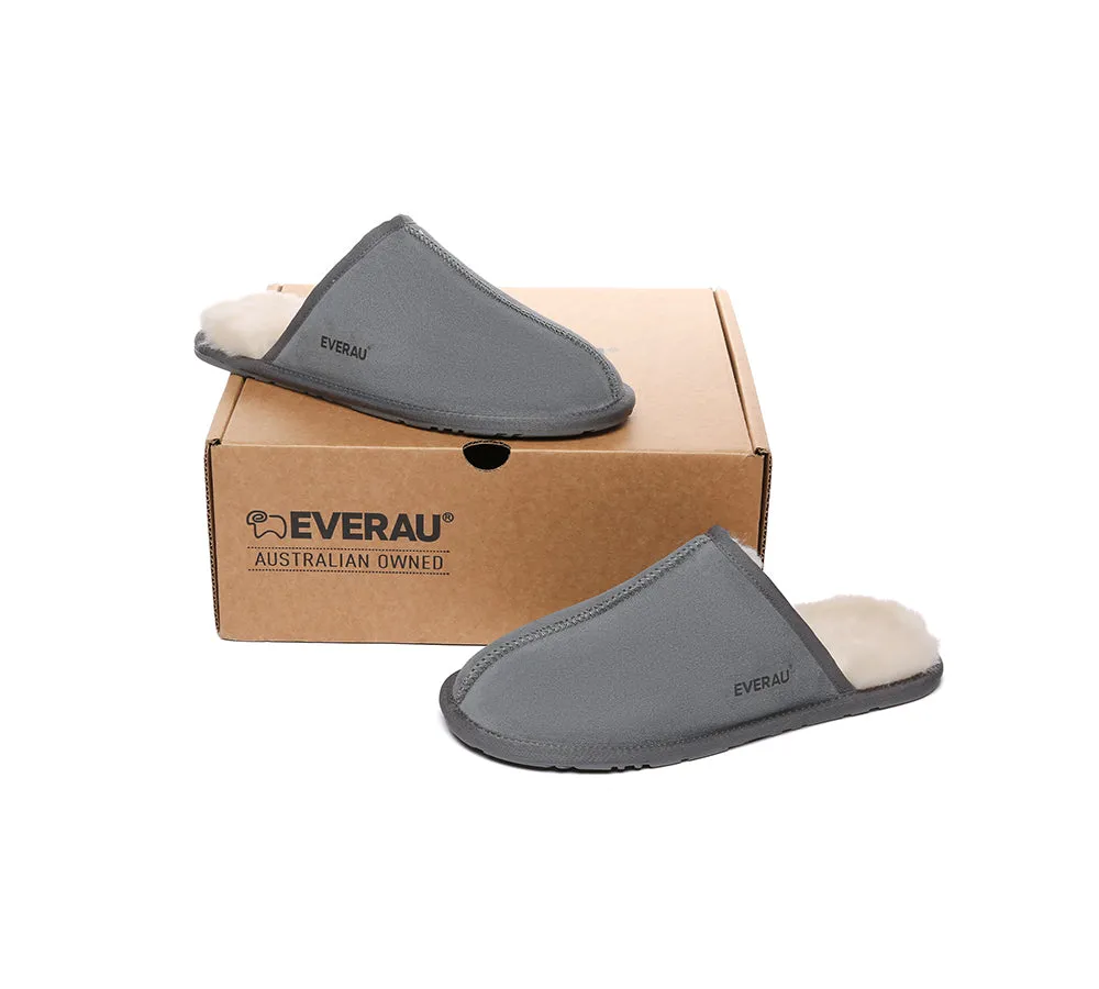 EVERAU® UGG Slippers Men Sheepskin Wool Scuff Bennett