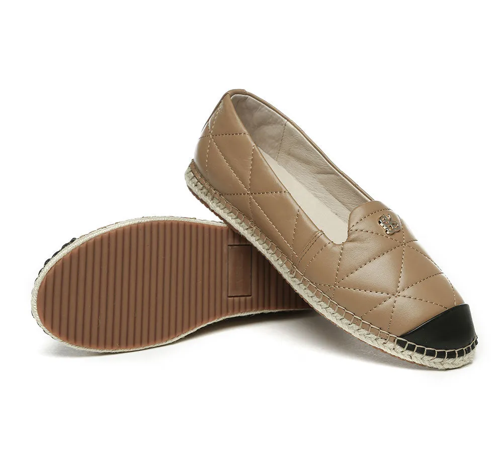 EVERAU® Women Leather Slip-on Flat Espadrilles Evelyn