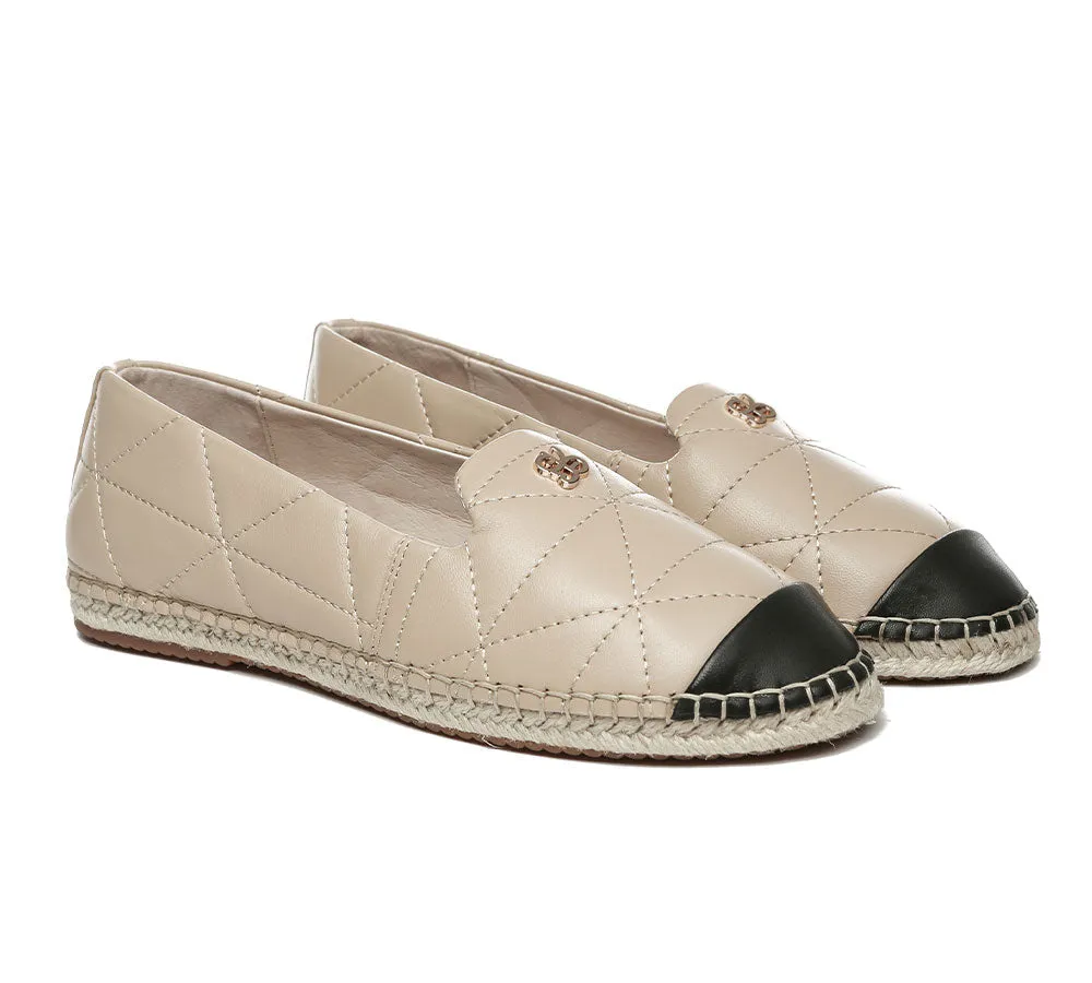 EVERAU® Women Leather Slip-on Flat Espadrilles Evelyn