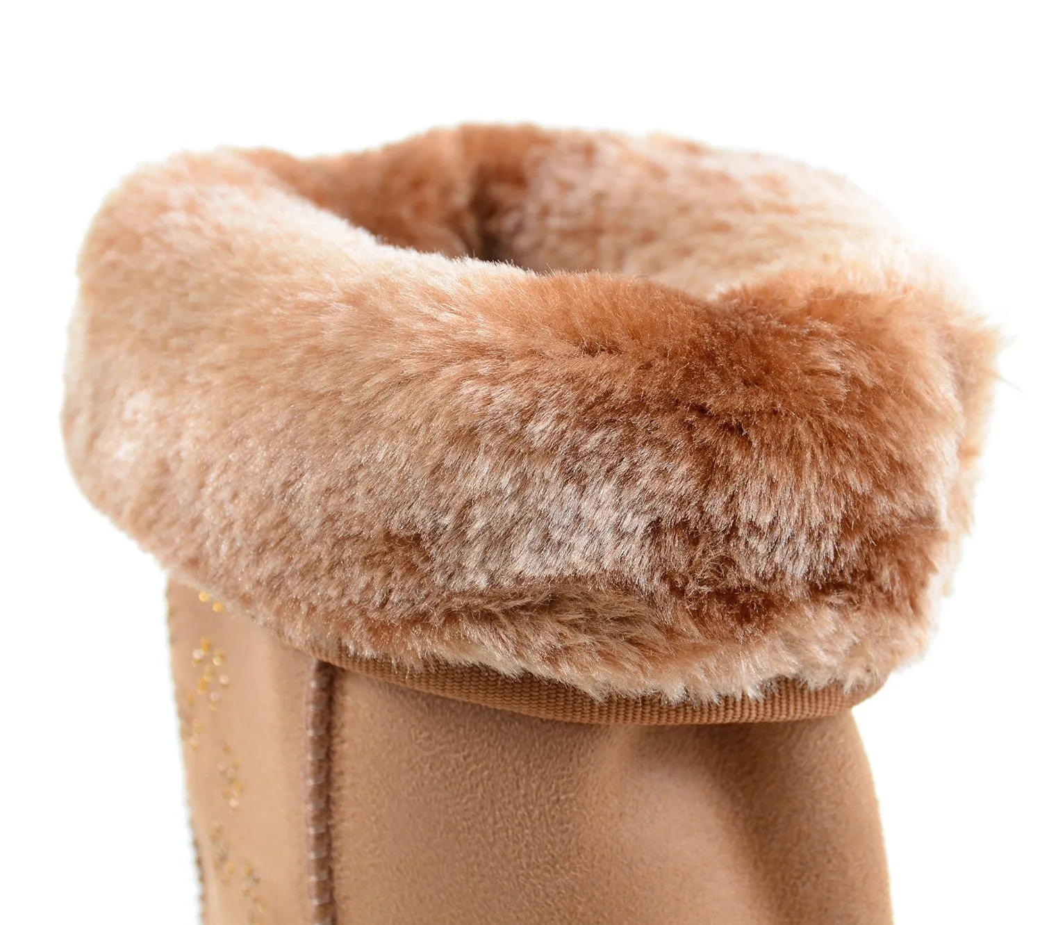 Furry Vegan Shearling Suede Fleece Women's Flat Boot