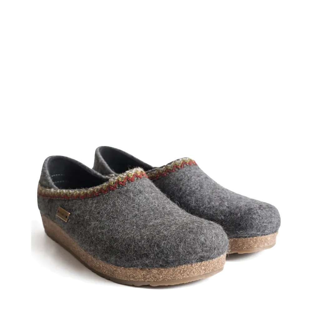 Haflinger Zigzag Closed Heel Wool Clog in Grey