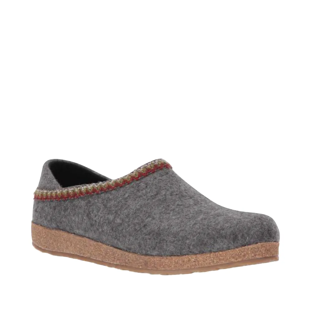 Haflinger Zigzag Closed Heel Wool Clog in Grey