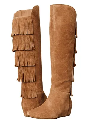 ISOLA Women's Tavora •Brown Suede• Tall Fringe Boots