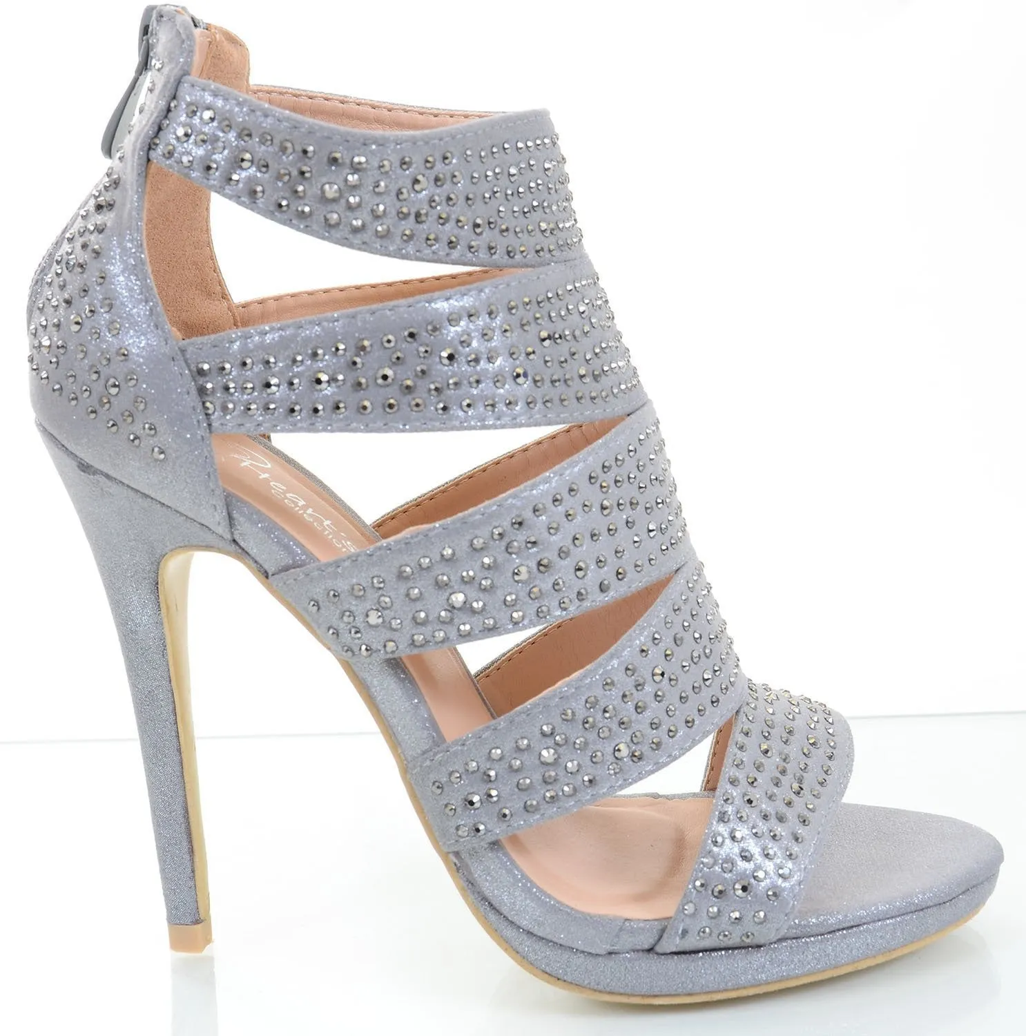 Jeweled Beaded Caged Platform Heels Slide Sandals