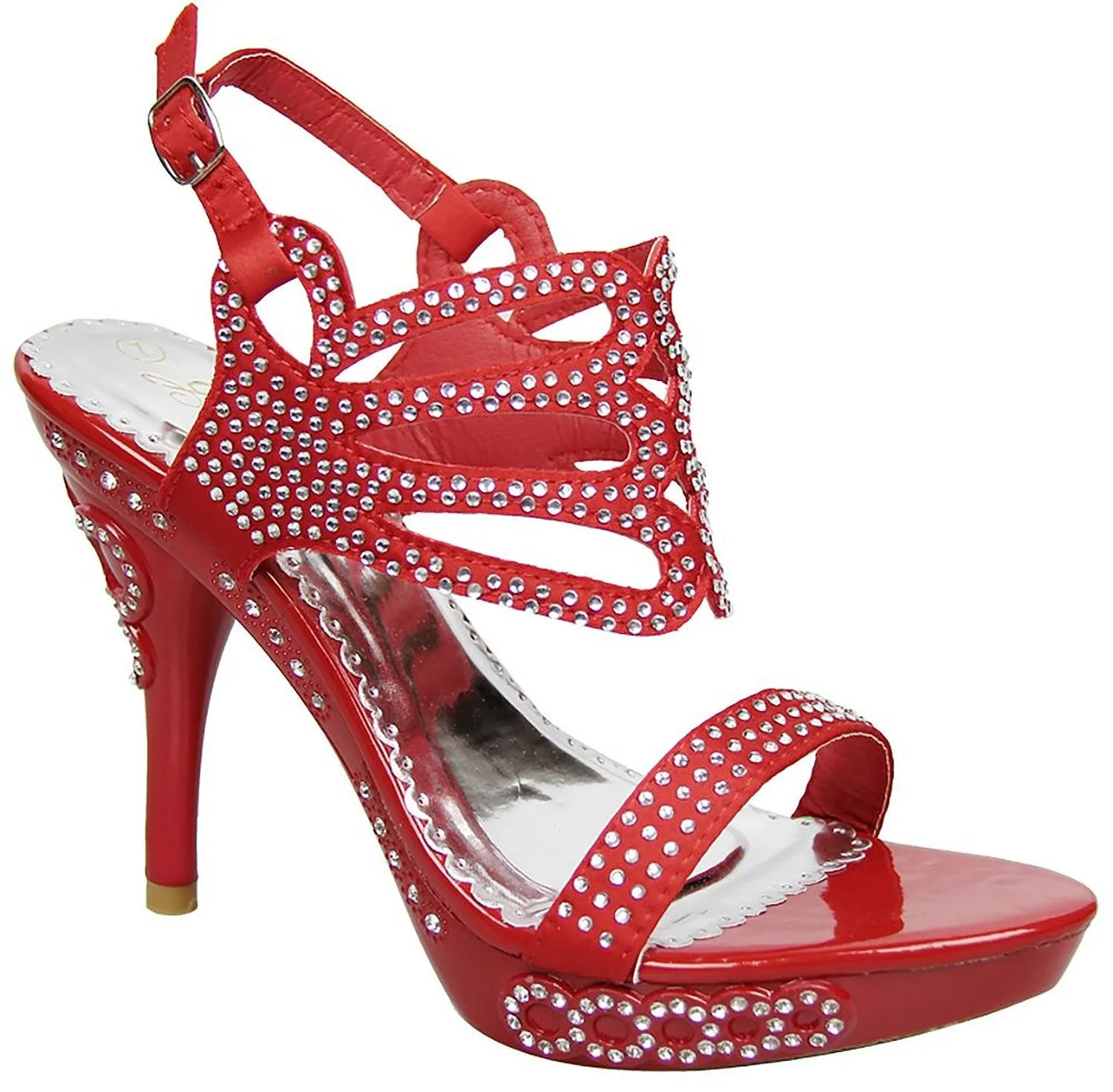 Jeweled Open Toe Strappy Rhinestone Platform High Heel Sandal Shoes