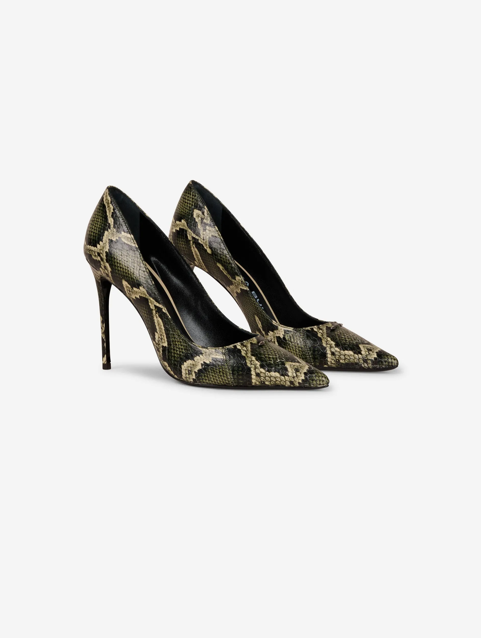 Khaki reptile stilettos